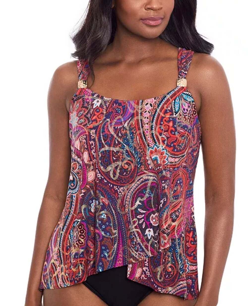 Miraclesuit Dynasty Dazzle Tankini Top Size 10 Multi Paisley Swimwear